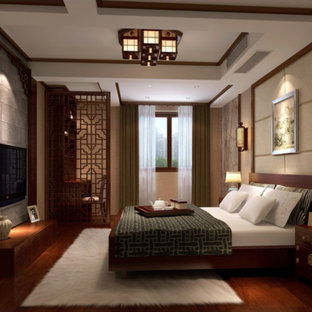 Asiatische Schlafzimmer Mit Beiger Wandfarbe Ideen Design Bilder Houzz