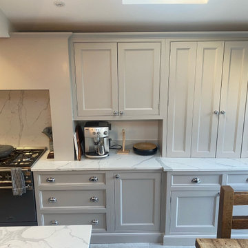 Traditional hand painted kitchen with pantry and large island