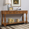 63" Farmhouse Style Wood Console Table with Three Drawers, Brown