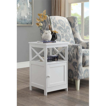 Convenience Concepts Oxford End Table with Cabinet in White Wood Finish