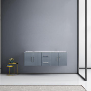 Geneva Bath Vanity Dark Gray 60 With Carrara Marble Top & Sink