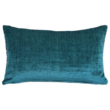 Pillow Decor, Venetian Velvet Peacock Teal Throw Pillow 12x19