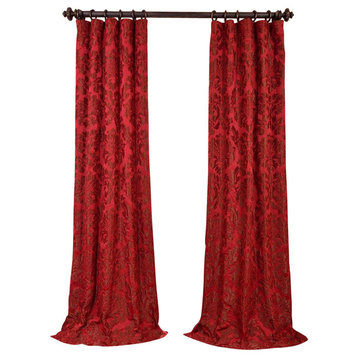 Astoria Red & Bronze Faux Silk Jacquard Curtain Single Panel, 50"x84"