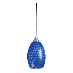 Elk Lighting - Mulinello Satin Nickel Mini Pendant with Sapphire Glass - Pendant Lighting