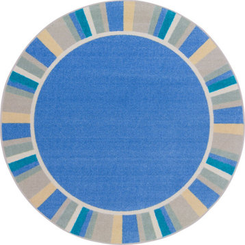 Off The Cuff 5'4" Round Area Rug, Color Light Blue