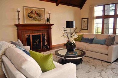 Elegant living room photo in Portland