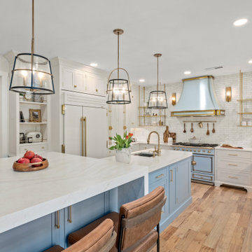 Kitchen with Waterfall Island & La Cornue CornuFe Range