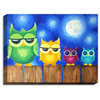 "Owls on a Fence Blue" Illuminated Wall Art, 14"x11"