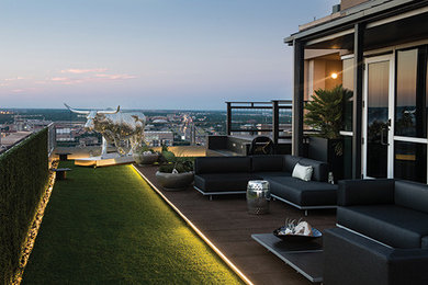 Inspiration for a mid-sized contemporary backyard patio remodel in Austin with no cover