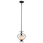 Trans Globe Lighting - Laredo II 8" Mini Pendant - The Laredo II 8" Mini Pendant provides focused light to smaller spaces, while adding style and interesting design. This distinguished indoor mini pendant functions well as a single piece, but also makes a bold statement when used in multiples.  Scroll ironwork complements the White Frost shade.  The Laredo II 8" Mini Pendant offers flexibility with its adjustable hanging height.