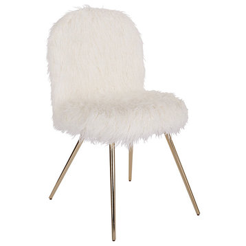 Julia Chair With White Fur and Gold Legs