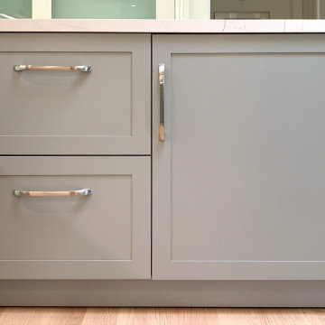 Urban Grey Kitchen Remodel with Roll-Around Island
