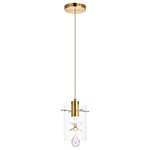 Elegant - Elegant Hana 1-LT Pendant 5202D6G - Gold - The Hana collection sparkles with an extraordinary display of faceted crystal pendalogues, creating the illusion of a shimmering cascade of ornamentation pouring from a sleek metal canopy. These fixtures would be a commanding visual presence in any room, and will fit comfortably in smaller spaces. Lighting illuminated with led diodes emitting 3000K soft white.