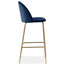 Millennial Brass Velvet Upholstered Dining Bar Stool, Royal Blue, Set of 4