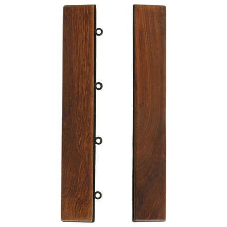 U-Snap End Piece Interlocking Flooring, Solid Teak Wood, 2-Piece Set