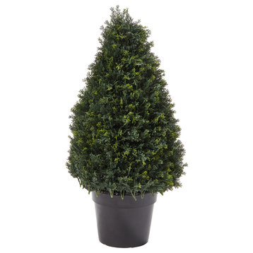 Pure Garden Artificial Cypress Topiary Tower Style Faux Plant