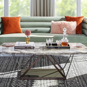 Bixby light green velvet fabric modern sofa
