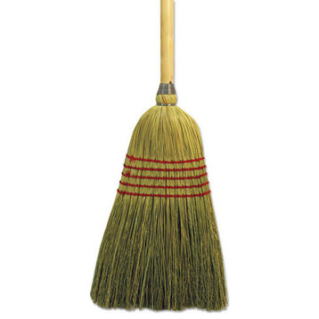 Parlor Broom, Yucca/Corn Fiber Bristles, 55.5", Wood Handle, Natural