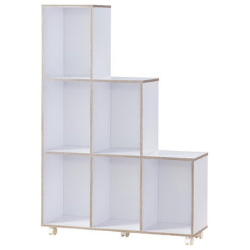 Furniture of America Chapin Wood 6-Compartment Bookcase in White