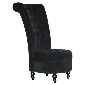 Living Room Accent Velvet Chair 45" Tufted - Black