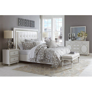 Aico Amini Sky Tower Queen Platform Bed in White Cloud