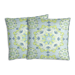 Cushion Source - Burst Seaside Outdoor Throw Pillows, Set of 2, 18"x18" - Outdoor Cushions And Pillows