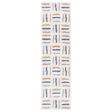 Safavieh Calico Shag Collection CLC112A Rug, Ivory/Gold, 2'2"x8'