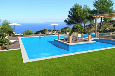 Example of a large trendy pool design in Other