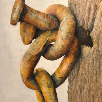 #19 30"x24" rusted chaine and nail