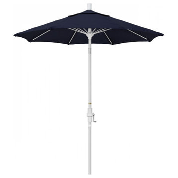 7.5' Patio Umbrella Matted White Pole Fiberglass Ribs Olefin Navy