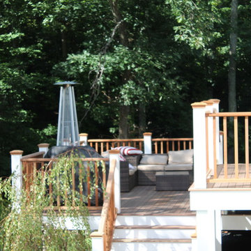 Weston mahogany two level deck with mahogany railings