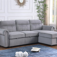 Ashton Velvet Fabric Reversible Sleeper Sectional Sofa Chaise ...