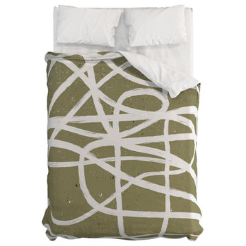 Deny Designs Ninola Design Japandi Minimal Marker Beige Bed in a Bag, Queen