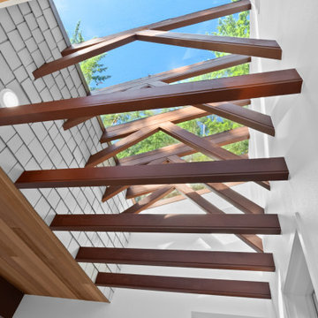 Glass roof with beams