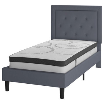 Flash Furniture Roxbury Twin Platform Bed Set, Light Gray, SL-BM10-25-GG