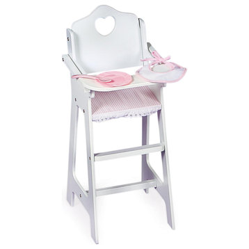 Doll High Chair With Accessories/Free Personalization Kit, White/Pink/Gingham