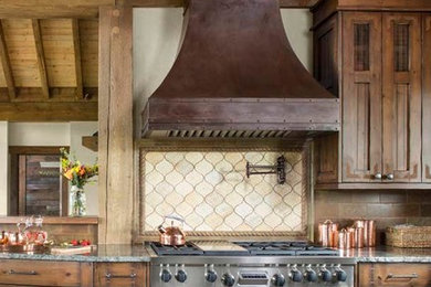 Inspiration for a rustic kitchen remodel in Denver