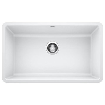 Blanco Precis 30" Single Bowl Silgranit Sink, White, Modern