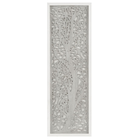 Madison Park Botanical Carved Branches Reclaimed Wood Wall Decor, Grey