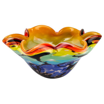 Allura Murano Style Art Glass Floppy Centerpiece Bowl