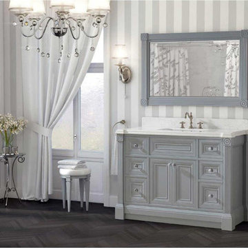 48 inch Gray Finish Single Sink Bathroom Vanity Cabinet with Mirror