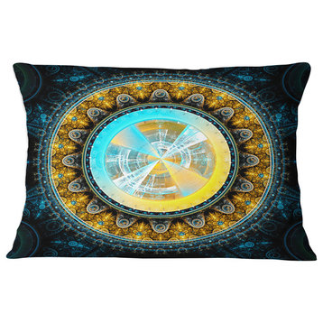 Large Rounded Symmetrical Flower Yellow Abstract Throw Pillow, 12"x20"