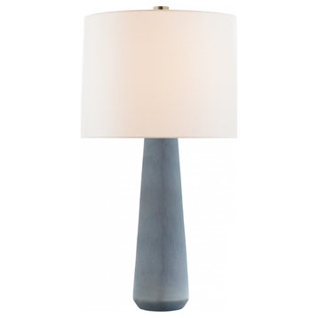 Athens Table Lamp, 1-Light, Polar Blue Crackle, Linen Shade, 32.5"H