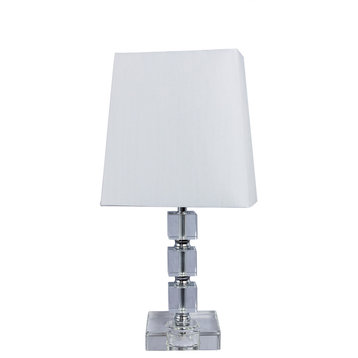 Fangio Lighting 15" Crystal and Metal Table Lamp With Chrome Accents