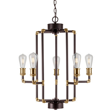 Forte Lighting 7116-05 Piper 5 Light 24"W Pillar Candle Pendant - Black and