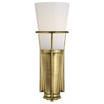 Visual Comfort - Bathroom Wall Sconce, 1-Light Hand-Rubbed Antique Brass, White Glass, 11.25"H - This beautiful wall sconce will magnify your home with a perfect mix of fixture and function. This fixture adds a clean, refined look to your outdoor space. Elegant lines, sleek and high-quality contemporary finishes.Visual Comfort has been the premier resource for signature designer lighting. For over 30 years, Visual Comfort has produced lighting with some of the most influential names in design using natural materials of exceptional quality and distinctive, hand-applied, living finishes.