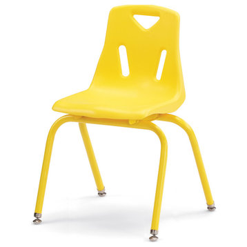 Berries Stacking Chairs with Powder-Coated Legs, 16"H, Set of 6, Yellow