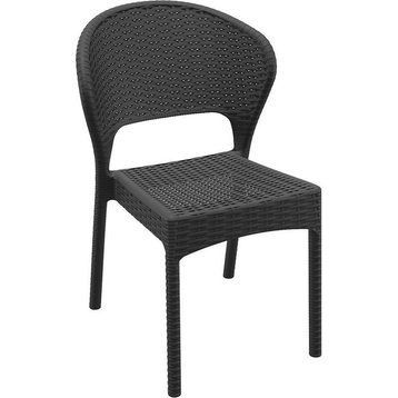 Daytona Wickerlook Resin Dining Chair, Set of 2, Dark Gray