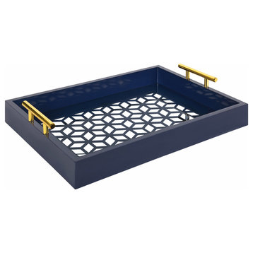 Caspen Rectangle Decorative Tray, Navy Blue 12.25x16.5