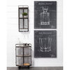 Saluti II Black Metal Oval Caged Frame w/ 3 Wood Shelves Bar Cart